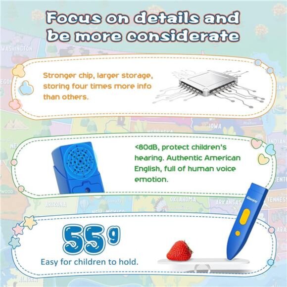 Interactive Kids Map Bilingual United States Map for Kids Learning, Educational - Picture 6 of 7
